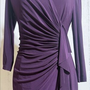 Kasper Elegant Dark Purple Long Sleeve Dress